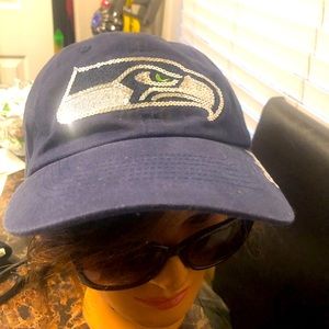 Seattle Seahawks Lady’s Blue sparkle NFL Team Adjustable Hat Cap Size Adjustable